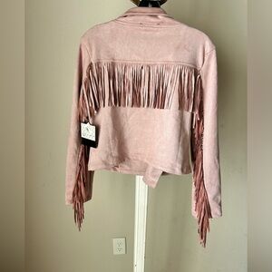 Pink Fringe Waisted Jacket by SoHo Apparel Size Large Young Adult NWT